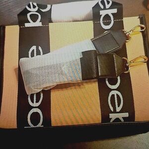 BEBE TOTE BLACK N TAN BAG NWT